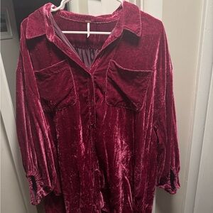 Free People Velvet Dress in Deep Red